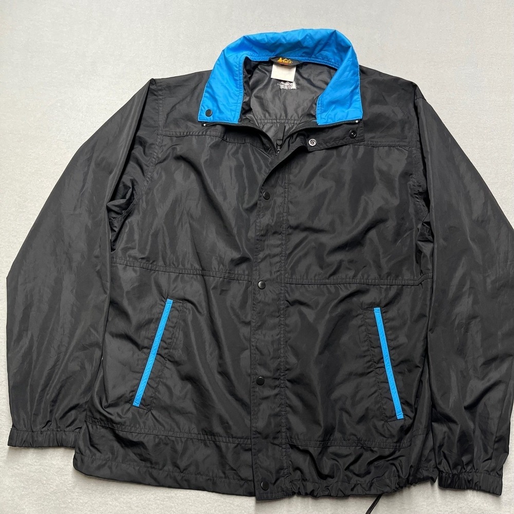 VTG REI Men's Black Blue Lightweight Windbreaker Jacket Size Medium (fits Large)